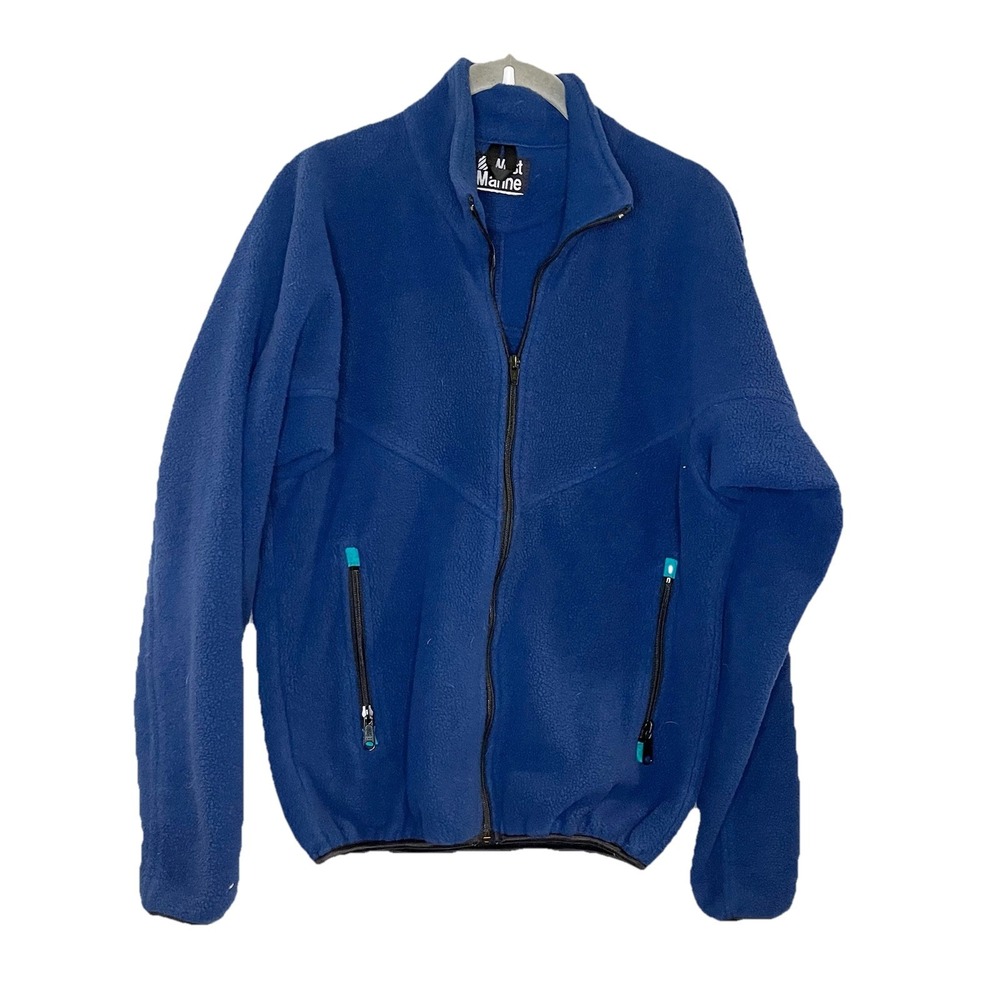 West Marine Blue Fleece Full Zip Jacket Women's‎ Size M Long Sleeve 90s Y2K Vtg